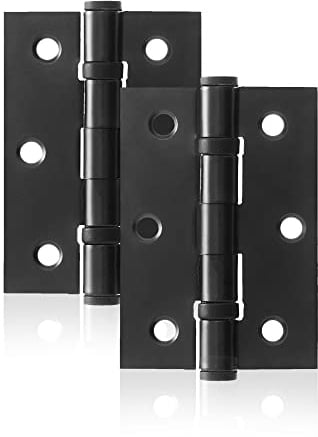 UAP 2 Set of Door Hinges 3 Inch (75mm x 50mm) - Mild Steel Ball Bearing Butt Door Hinge, Square Corners, Good for Internal Doors, Residential & Commercial Buildings (2 Pack, Matt Satin Black)