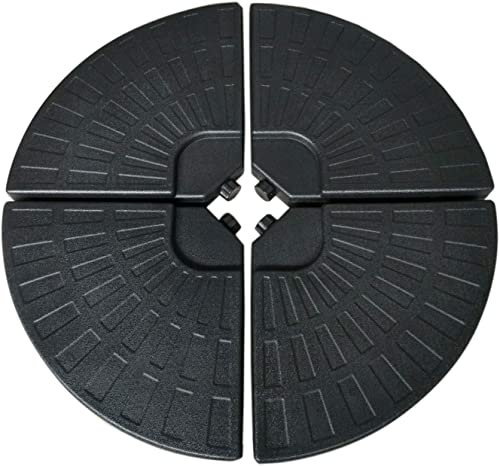 Willonin Pied de Parasol, Lest de Parasol Plaque de Parasol pour Parasol Déporté, Pied Croix Noire 4 Pièces 96 * 96 * 8cm (Rond)