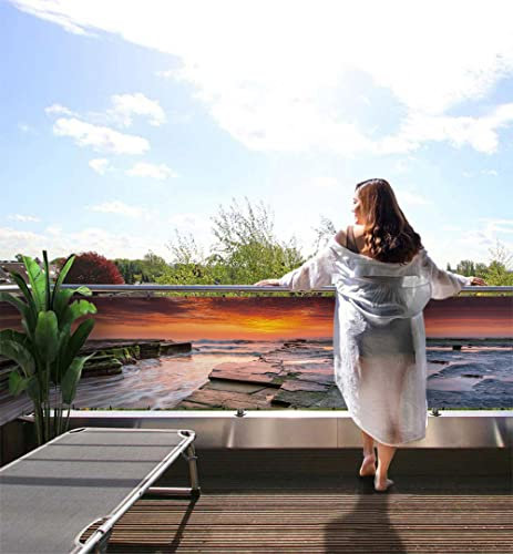MyMaxxi Balkonbanner Sichtschutz - Sonnige Bucht Meer - Abdeckung für Terrasse Balkon - Windschutz Sonnenschutz Blickdicht - Balkonverkleidung wetterfest Sichtschutz Balkon - Verkleidung -