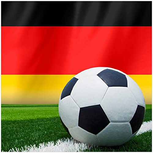Wallario Memoboard aus Glas mit Motiv, Magnet-Tafel in 50 x 50 cm in Premium Qualität Fußball vor Einer Deutschlandflagge