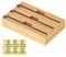 Tin Foil Dispenser and Cutter, Bamboo Wooden Cling Film Dispenser with Slide Cutter for Wax Paper, Parchment Paper, for Kitchen Cabinet, Smooth Separation