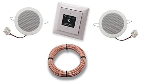 Busch Jäger DAB+ Bluetooth Flush-Mounted Radio DAB BT 8217 U - 101 Alpine White Complete Set Balance SI + 2 x Ceiling Speakers / Built-in Speakers + 20 Metre Speaker Cable 2 x 0.75 mm² 8217U-101