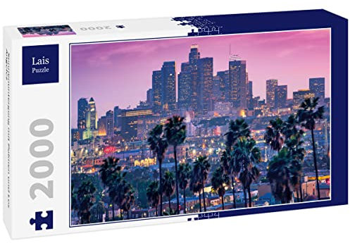 Lais Puzzle Sonnenuntergang mit Palmen und Los Angeles 2000 Teile