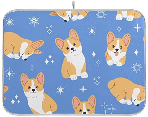 Kawaii - Tapete de secado de platos para encimera de cocina, de microfibra absorbente, grande, tapete de secado para encimeras de cocina, 16 x 18 pulgadas