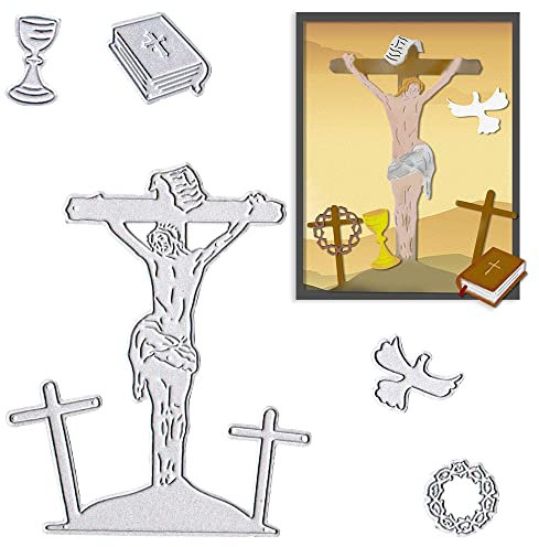 Ostern Religion Jesus Kreuz Stanzformen für Kartenherstellung, Ostern Kruzifix Bibel Stanzformen Taube Messias Prägeschablone Vorlage Werkzeug für DIY Scrapbooking Papier Karte und Fotoalbum Handwerk