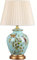 Fine Asianliving Chinesische Tischlampe Porzellan Blau Magnolie Handgefertigt - Parisa D30xH48cm mit Lampenschirm E27 China Orientalische Tischleuchte Keramik Nachttischlampen Asia