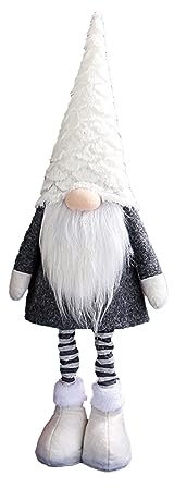 Fonzci Décoration de Noël - Nain en Peluche sans Visage, Poupée Télescopique avec Jambes Extensibles, GNOME Suédois Fait à la Main (Blanc)