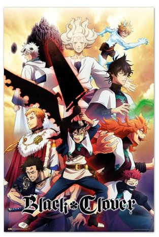 Grupo Erik Poster Black Clover Kunstdruck - Deko Wohnzimmer oder Deko Schlafzimmer - Deko Zimmer - Größe 61 x 91 - Offizielle Black Clover Fanartikel