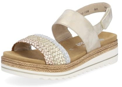 Remonte Damen Riemchensandalen D0Q56, Frauen Sandalen,lose Einlage,Freizeitschuhe,offene Schuhe,Strandschuhe,Sandaletten,bequem,metallic (91),37 EU