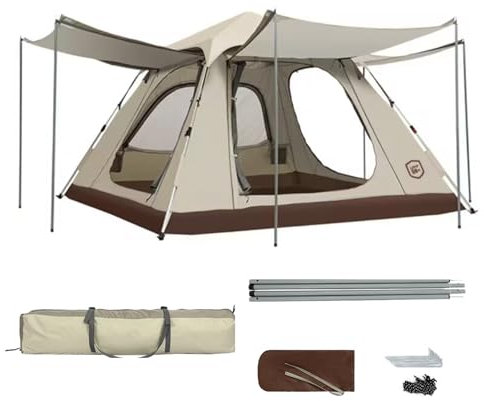 NRNQMTFZ Pop Up Family Camping Tent, Waterproof Automatic Camping Tent,Leichtes Zelt für 3-4 Personen,Perfekt für Strand, Outdoor, Reisen, Wandern