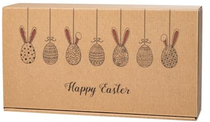 Flaschenkarton natur Happy Easter für 2 Flaschen, 10 Stück
