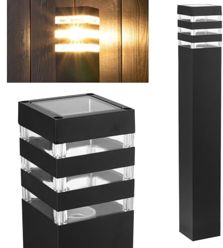 Lumiled Wegeleuchte Außen Pollerleuchte Außenstehleuchte Stehlampe Außenleuchte Außenbeleuchtung Gartenleuchte Wegelampe stehend 60cm IP44 schwarz spritzwasserdicht Aluminium E27 Fassung max 13W