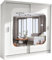 FURNITUREWAVE Minosa Sliding Mirror Doors Wardrobe For Modern Bedroom Furniture Cupboard with Space Saving Shelves and Hanging Rails (White/White, 150cm)