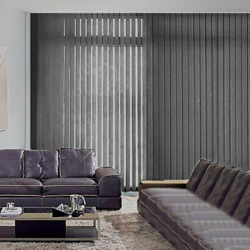 PFCDZDU Blackout Vertical Window Blinds, Fabric Privacy Track Slats Set, Adjustable UV Protection Curtain For Patio Sliding Glass Door Decoration(Dark gray,1x1.5M)