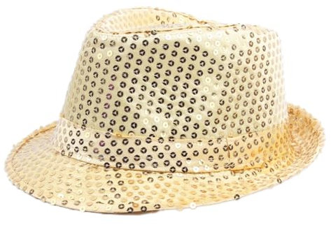Anevous Pailletten Hut Herren, Glitzer Partyhüte Erwachsene Erwachsene Paillettenhut, Bühnenhut für Kostümzubehör Kostüm Karneval Mottoparty, Verkleidung,Gelb 58cm
