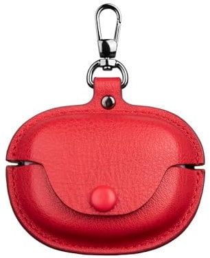 Case for Bose Ultra Open Earbuds, Fashion Premium Leather Shockproof Cover Accessories Case for Bose Ultra Open Earbuds with Keychain for Women Men-Red