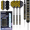 Dartpfeile Metallspitze 90% Tungsten 3 Stück 22,24,26 Gramm Professionelles Wolfram-Steeltip-Dart-Set Dart professionelle Stahlpfeile mit Metallspitzen mit Flights, Schäften (Schwarz, 22G)