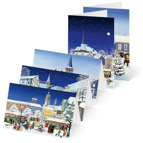 Unicef Weihnachtskarten Set (10 St., 5 Motive) Weiße Weihnachten - Spendenkarten Premium Klappkarten inklusive Briefumschlag - hochwertige Grußkarten made in Germany 17,5 x 11,7 cm