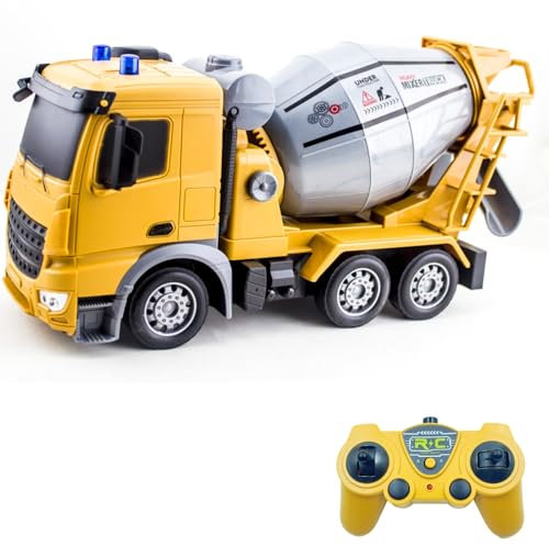 LioMaxi Camion betoniera con tutte le funzioni, giocattolo telecomandato alimentato a batteria, per bambini e bambine, scala 1:24, 6 canali, con luci e suoni