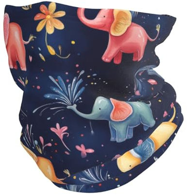 Winter-Halswärmer, elastisches Stirnband, verstellbar, Graffiti-Spray, Elefant, Schlauchschal für Damen und Herren, Unisex, Schwarz , Einheitsgröße