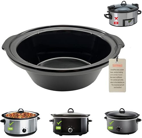 Oval replacment stoneware, Ceramic Pot Compatible for Crock Pot 7 Quarts Slow Cooker SCV700-S-BR,SCV700-KC, SCV700-B3-WM1-BR (7 QUART)