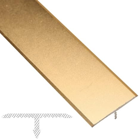 BGBZHMMEE 15 20 33 40mm T-Profil, Übergangsprofil Aluminium Boden/Teppich Laminat Übergangsleiste, Flacher Teiler Für Die Laminatverbindung(Gold,5PCS-W 1.5cm(0.6in))