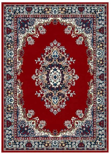 Pierre Tappeti Tappeto economico tradizionale orientale persiano, pelo corto per salotto soggiorno 6210 rosso cm.140x200