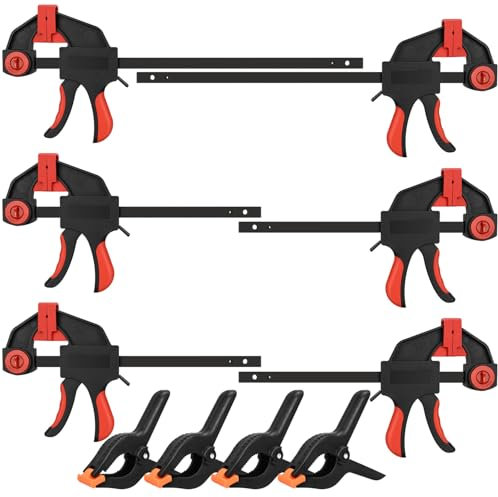 2pcs 12 and 4pcs 6 Bar Clamps and 4pcs 6 Spring Clamps for Woodworking, Quick Release F Clamp with 150lbs Load Limit