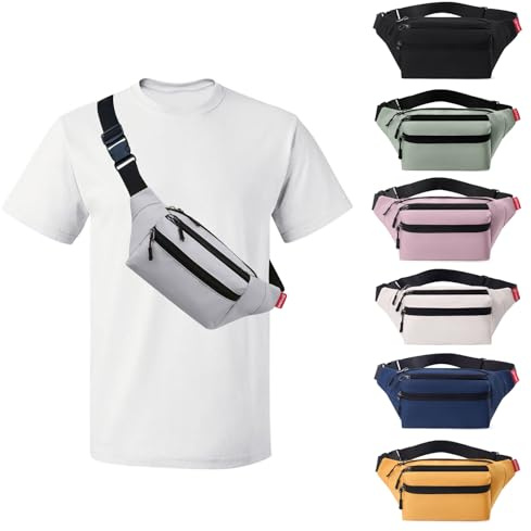 Risipu Bum Bag for Men Women, Lightweight Water-Resistant Waist Packs with Adjustable Belt & 3 Zipper Pockets, Fashionable Fanny Pack for Travel, Running, Hiking, Cycling (Grey)