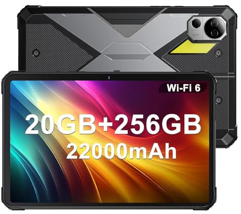 FOSSiBOT DT2 Rugged Android Tablets, 22000mAh 66W Charger, 20GB+256GB, 10.4” 2K Display, 64MP+32MP Camera, IP68/IP69K Waterproof, Dual 4G SIM, Support Wifi 6/Bluetooth 5.0/GPS/OTG