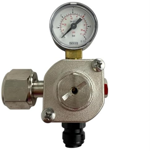 BieTal® BT-4 Druckminderer Druckregler 1-leitig 4 bar mit 8mm Steckverbinder Gastro CO2 Hauptdruckminderer Kohlensäure Kohlendioxid für Bier Sprudelwasser Bierbrauen Lebensmittel Schanktechnik