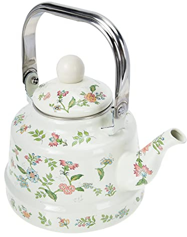 PartyKindom Enamel Kettle Temperature Gauge Teapots Infusers Chinese Tea Pot Enamelled Folk Art Tea Kettle Enamel Teapot Water Pot