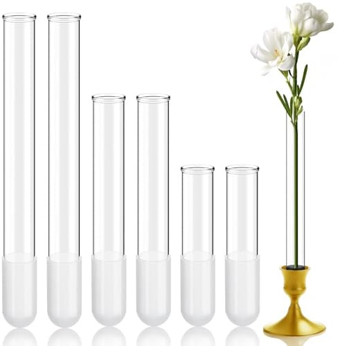 Ninehaoou 6 Stück 9,9 cm 15 cm 20,1 cm Knospenvase, Kerzenhalter, Blumenvase für Kerzenhalter, Größen von 22 mm bis 27 mm, verstellbar, speziell für Kerzenhalter für Tischdekorationen