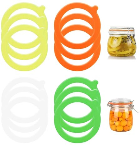 12 Pcs Replacement Rubber Seals, Jar Seals, Flexible Silicone Rubber Sealing Gasket Seal Rings, Keep Food Freshness, for Mason Storage Jars, Glass Cans (Multicolor)