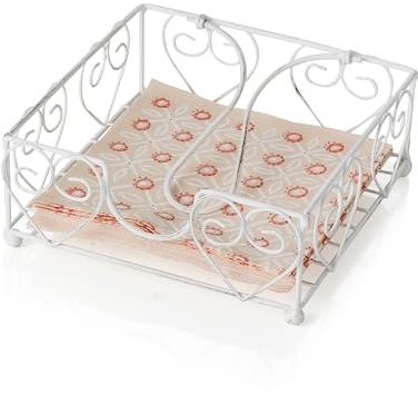 Baroni Home Serviettenhalter aus verziertem Eisen, Shabby-Chic-Stil, Tisch-Küchenzubehör, Serviettenhalter für den Innen- und Außenbereich, 20 x 20 x 8 cm