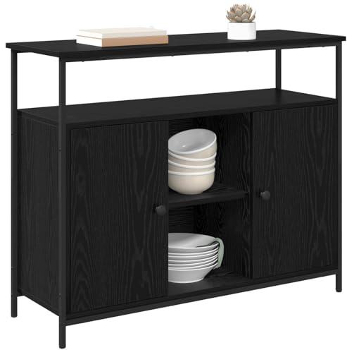 vidaXL Sideboard Schwarz Eichen-Optik 100 x 35 x 80 cm Holzwerkstoff