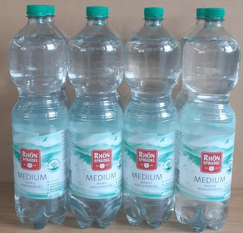 Rhönsprudel Medium Mineralwasser, Wenig Kohlensäure, 8 x 1,5 l, Einweg, Flasche