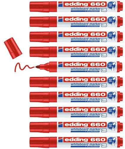 Edding 660 – Pennarello per lavagna bianca rosso