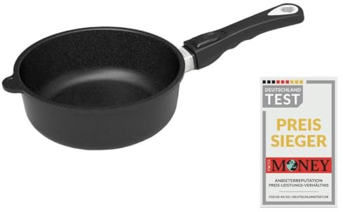 AMT Gastroguss Bratpfanne, 20 cm Ø, 7 cm hoch, Schmorpfanne, fester Stiel, induktionsgeeignet, Lotan® Antihaft-Veredelung, Gusspfanne (Aluguss), AMZN-I-720