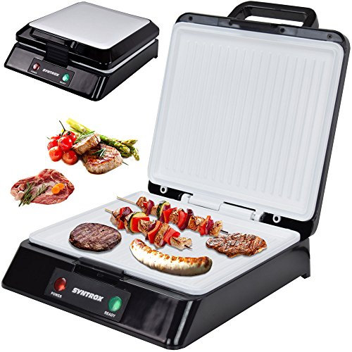 Syntrox Germany XXL Kontaktgrill mit Keramikbeschichtung elektrischer Tischgrill Grillplatte Grill