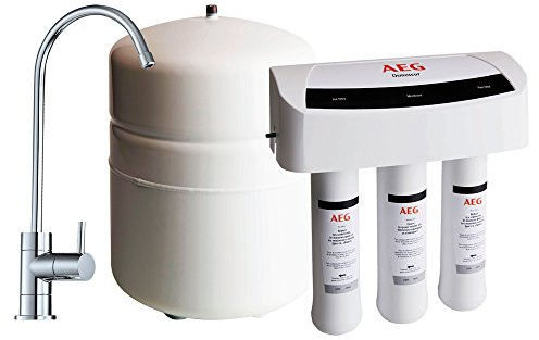 AEG | Système de Filtration d'Eau Potable par Osmose Inverse Sous Évier (AEGRO) | Osmoseur d'Eau 3 Étapes | Installation Facile | Réduction du Plomb, de l'Arsenic et du Chlore | Robinet Inclus