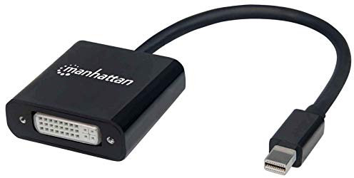 Manhattan Mini DisplayPort 1.2a to DVI-I Dual-Link Adapter Cable, 4K@30Hz, Active, 19.5cm, Male to Female, Compatible with DVD-D, Black, Three Year Warranty, Polybag