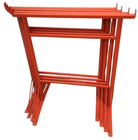 HILL TOP FABRICATIONS LTD - 4 x Builders Trestles Size NO.3, Adjust from 1.0m - 1.8m (Trestle Band Stands) SWL 400kg Made in The UK - Powder Coated Orange for Hard-Wearing Finish. Ideal for Builders.