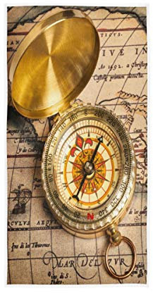 BKEOY Badetuch Vintage Kompass Karte Handtuch Strandtücher