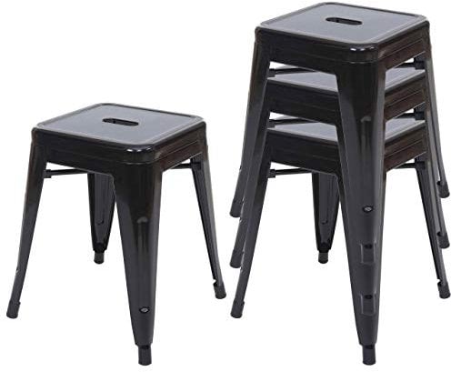4er-Set Hocker HWC-A73, Metallhocker Sitzhocker, Metall Industriedesign stapelbar - schwarz