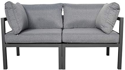 Jet-Line | Gartenmöbel | Gartenlounge Rhodos | Zweisitzer | Outdoor | Garten | Alu Sofa | Terrasse | Balkon | schwarz-grau