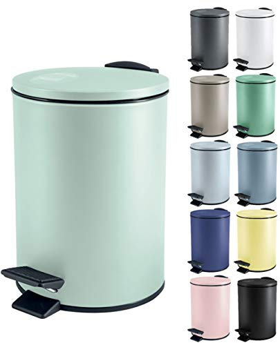 Spirella Kosmetikeimer 3 Liter Edelstahl mit Absenkautomatik und Inneneimer Adelar Badezimmer Mülleimer Softclose Abfalleimer Ice Grün