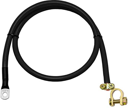 Lumonic Cavo batteria 75cm cavo di massa con sezione 25mm² nero - cavo di alimentazione per autoveicoli con capocorda tubolare M8 + terminale a polo - cavo in rame isolato