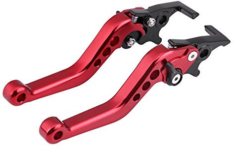 Qiilu Motorrad Bremshebel, Motorrad Doppelscheiben Bremsgriffhebel 1 Paar Universal CNC Aluminiumlegierung Roller Modifikation Bremsgriffe Brems hebel Griffe Kupplung Bremsgriff (rot) red levers