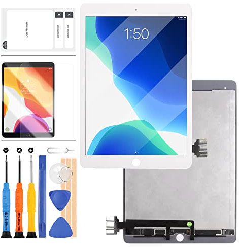 Screen Replacement For iPad Pro 9.7 2016 A1673 A1674 A1675 LCD Display Touch Screen Assembly Tablet Front Panel & LCD Screen Repair,with Free Tool Set + Tempered Glass (White)